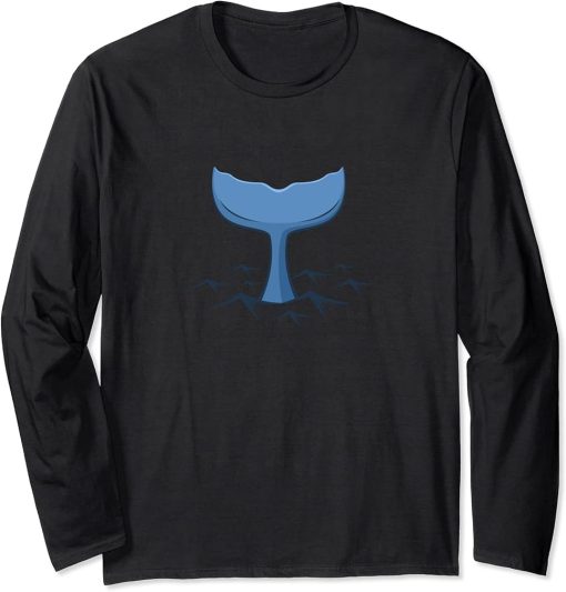 Whale fin in the sea | orca whale marine biologist dolphin Long Sleeve T-Shirt