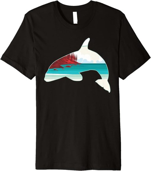 Orca Killer Whale Print with Landscape - Orca Killer Whale Premium T-Shirt