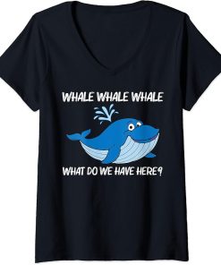 Womens Funny Whale Art For Men Women Orca Narwhal Blue Whales V-Neck T-Shirt