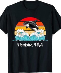 Vintage Poulsbo WA Distressed Orca Killer Whale Art T-Shirt