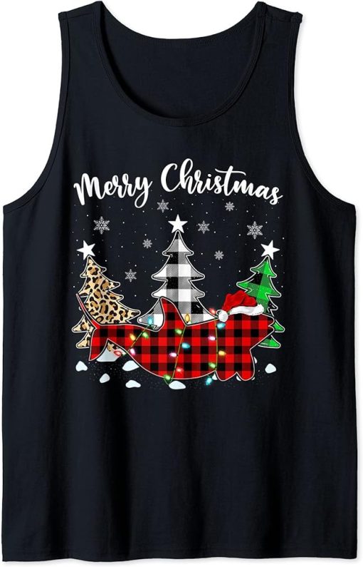 Orca Xmas Lighting Buffalo Plaid Orca Christmas Tank Top