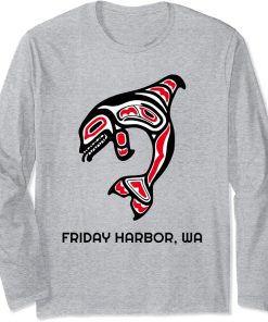 Harbor Friday Washington Native American Orca Killer Whales Long Sleeve T-Shirt