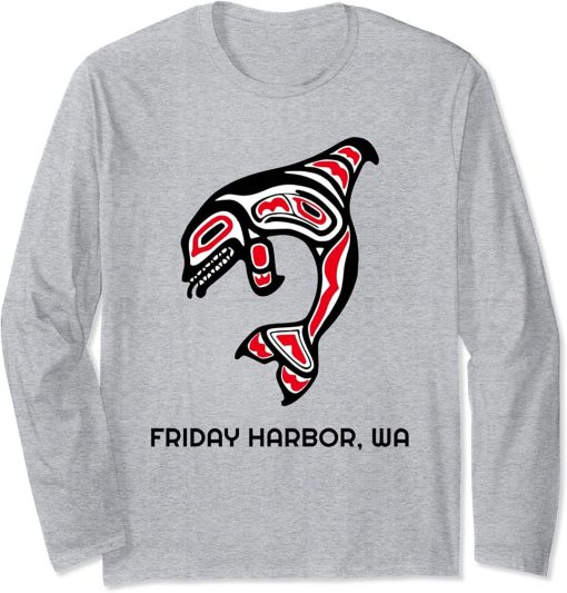 Harbor Friday Washington Native American Orca Killer Whales Long Sleeve T-Shirt